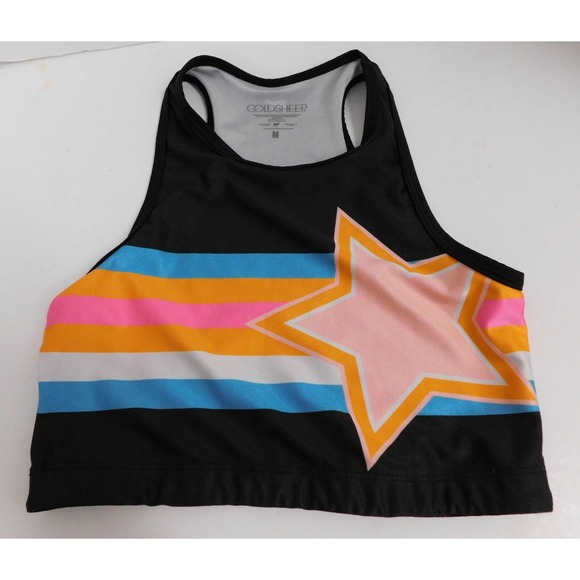 Goldsheep‎ Black Disco Starlight Crop Top U Bra Sports Bra sz M - Picture 1 of 2